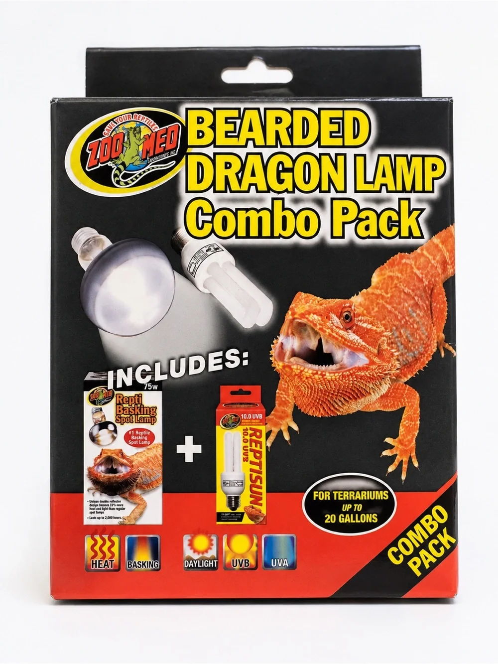 Zoo Med Bearded Dragon Lamp Combo Pack - Black & Red Packaging